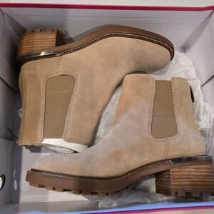 Vince Camuto Beige Suede Ankle Boots